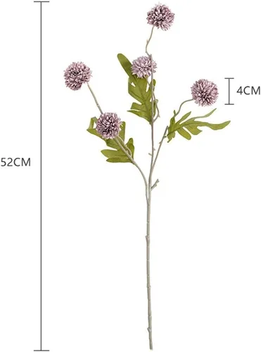 Vista 6 de Pompon Mum Flores artificiales, 6 flores de tallo largo de seda sintética a granel, mini crisantemos falsos para bricolaje, centros de mesa, Morado