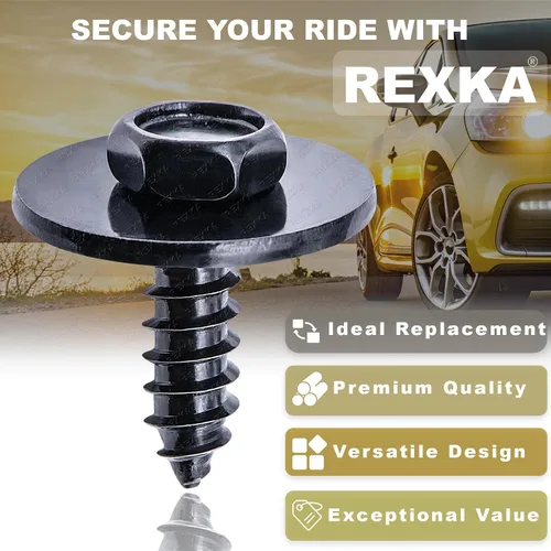 Vista 4 de Rexka 10 tornillos de cabeza hexagonal M4.8-0.063 x 0.630 in para BMW Wheel Arch Trim Underfloor Coating Rear Trim Cover Underhood Shield