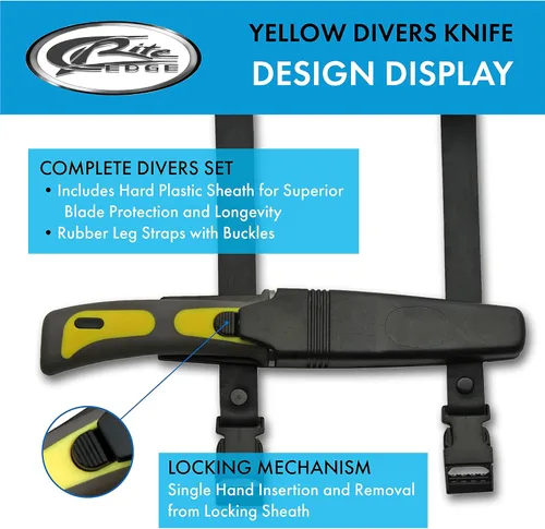 Vista 3 de SZCO Supplies Cuchillo de buceo (amarillo), 210424-YW, 9 pulgadas