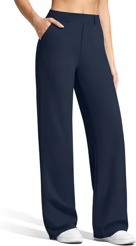 Vista 14 de G4Free EverGoing - Pantalones de vestir de pierna ancha para mujer con Gris-oscuro
