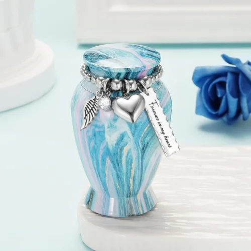 Vista 7 de Dletay Urnas pequeñas personalizadas para cenizas humanas, recuerdo de 2.85 pulgadas, mini urna de cremación conmemorativa para mujeres y hombres