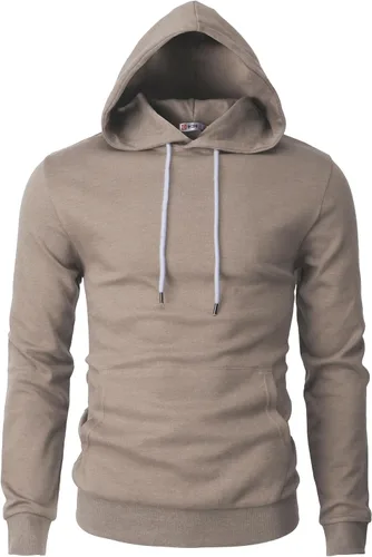 Vista 24 de H2H Sudadera con Capucha Tipo Pullover para Hombre, Ligera, de Manga Larga, con Bolsillo Canguro, Ajuste Ceñido, Básica, Casual, Suéter
