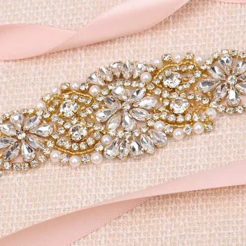 Vista 6 de Tendaisy Cinturón de boda con diamantes de imitación de cristal transparente para vestidos de novia