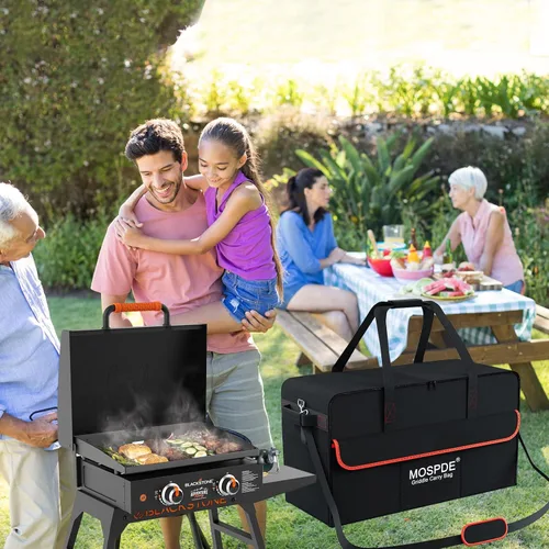 Vista 5 de Bolsa de transporte de parrilla de 22 pulgadas para Blackstone de 22 pulgadas con cubierta de parrilla y soporte, se adapta a la parrilla Blackstone