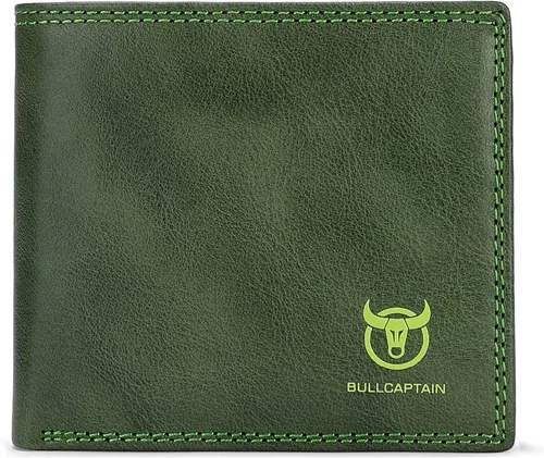 Vista 114 de LUKZIJAES Billetera de cuero genuino para hombre, con bloqueo RFID, delgada, plegable, bolsillo frontal, #3-Café, Vintage