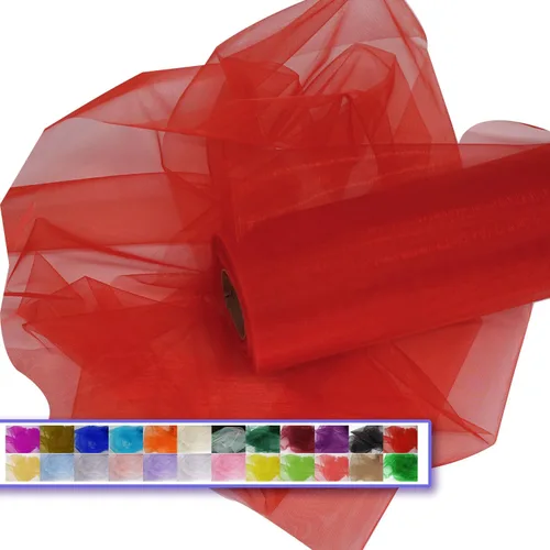 Vista 12 de Rollos de tela de tul de organza, organza cristal de 12" por 50 yardas (150 pies), carrete de malla de nailon transparente sedoso y brillante