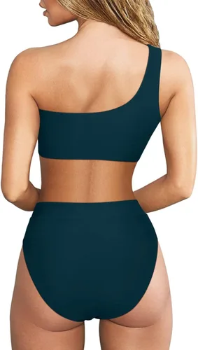 Vista 60 de MOOSLOVER Traje de baño de dos piezas con corte alto y cintura alta para mujer