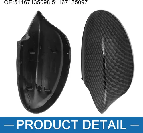 Vista 5 de Cubierta del espejo retrovisor 51167135098 51167135097 para BMW 328xi 2007-2008 plástico negro (juego de 2)