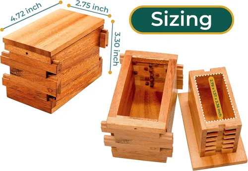 Vista 4 de BSIRI Caja de seguridad para rompecabezas, caja de rompecabezas secreta de madera con compartimentos ocultos, misterio ideal, caja de joyería