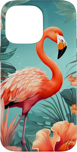Vista 13 de Tropical Pink Flamingo Teal Orange Wildflower Palm Leaves Case for iPhone 17