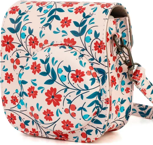 Vista 7 de Funda Protectora Compatible con Cámara de Fotos Instantáneas Fujifilm Instax Mini 12 11 9 8 con Bolsillo y Correa Ajustable (Mariposa Grande Pequeña)