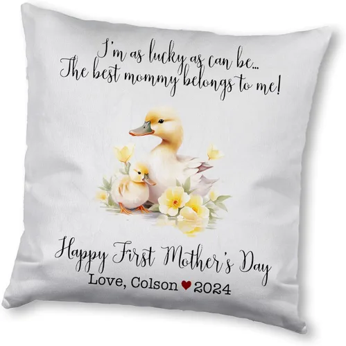 Vista 6 de Generic Funda de almohada personalizada para el primer día de la madre, regalo para mamá, decoración del hogar, cuadrado
