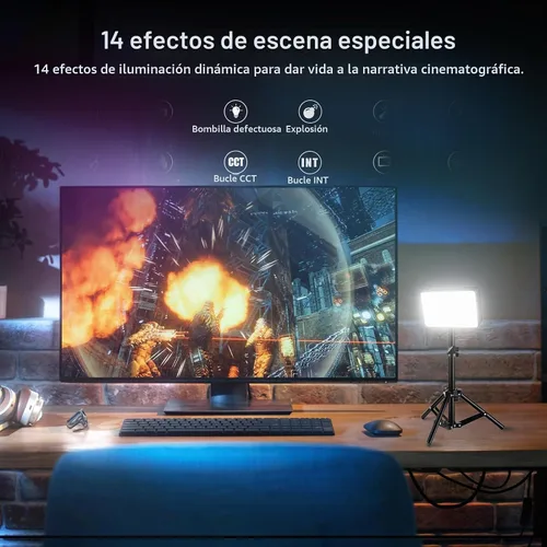 Vista 5 de NEEWER BASICS BS40C Full RGB Luz de Video Magnética para Cámara, Modo Boost de 45W, Panel LED Pequeño de Iluminación 4800lx/0.5m CRI95+ 2500-10000K