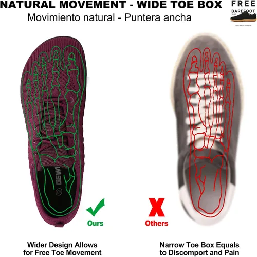 Vista 3 de Geweo Zapatos minimalistas unisex Suela sin caída Puntera ancha Comodidad más flexible Movimiento natural en forma de pie Zapatos deportivos