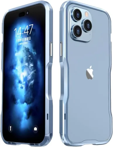 Vista 18 de Parachoques de aluminio compatibles con iPhone 12 Mini de 5.4 PULGADAS, estuche con marco metálico, parachoques delgado de diseño genial y Negro