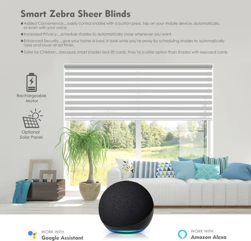 Vista 2 de ACMEART Persianas motorizadas de cebra con control remoto, persianas automáticas de doble capa, persianas eléctricas opacas para oficina en casa