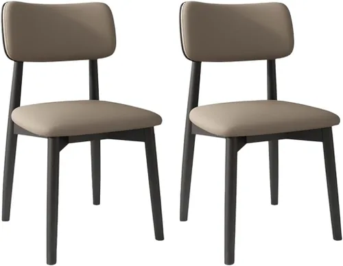 Vista 23 de YVYKFZD Solid Wood Dining Chairs, Kitchen Chairs Set with Curved Backrest, Leather Upholstered Dining Room Chair, Armless Living Room Chair, for