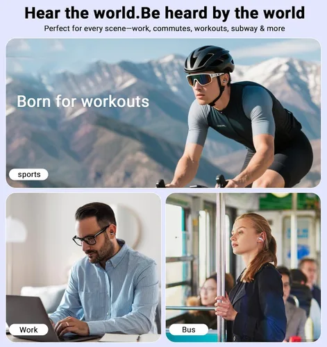 Vista 7 de Auriculares con clip, auriculares de oreja abierta inalámbricos Bluetooth 5.4, auriculares ligeros de oreja abierta con micrófono batería 59H