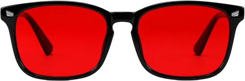 Vista 15 de TIJN Gafas de dormir con bloqueo de luz verde azul, lente de luz roja para juegos de computadora, fatiga de pantalla y protección UV Negro