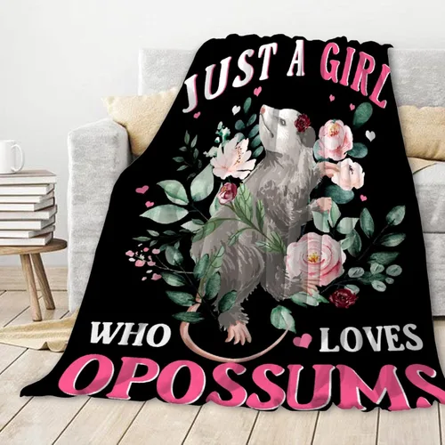 Vista 15 de Manta de zarigüeya personalizada Regalo ultrasuave de «Just A Girl Who Loves Opossums» para niñas, decoración divertida para el hogar de animales