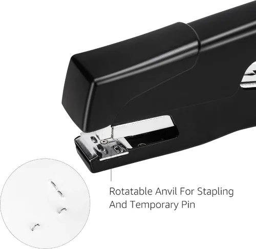 Vista 3 de Amazon Basics - Engrapadora manual de alicates sin esfuerzo, capacidad para 25 hojas, grapadora resistente, negra