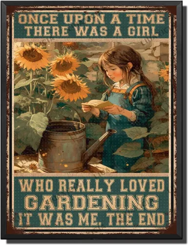 Vista 27 de LIUAXICIA Letreros de estaño vintage de metal retro Una chica que realmente amaba la jardinería Elegantes letreros de metal de estaño para cocina