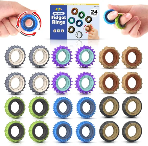 Vista 7 de Juguetes sensoriales para adultos, paquete de 12 anillos giratorios de textura, juguetes sensoriales para aliviar el estrés para niños con TDAH