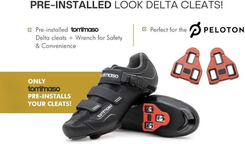 Vista 3 de Tommaso Strada 200 - Zapato de spinning, ciclismo, excursiones, carretera, compatible con tacos dobles, con hebilla, Negro, 8