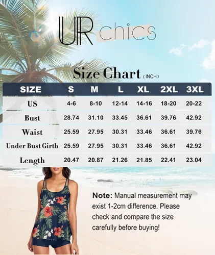 Vista 5 de Urchics - Traje de baño 2023, para mujer, tankini de dos piezas, con control de abdomen, camiseta fluida sin mangas, con short