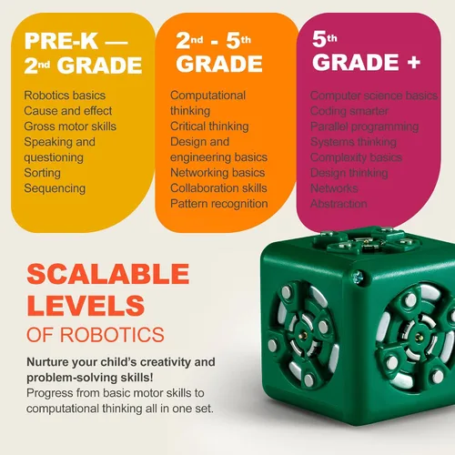 Vista 3 de CUBELETS Bloques de robot modulares de robótica con 11 cubos de robot, juego de curiosidad para kit de robótica en el hogar, kits STEM para niños