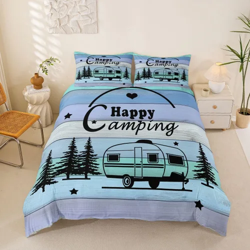 Vista 11 de Erosebridal Camper Bedding - Juego de ropa de cama de 2 piezas, estilo rústico de granja, juego de ropa de cama de campamento para adolescentes