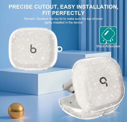 Vista 3 de Aircawin - Funda para Beats Powerbeats Pro 2, con purpurina transparente brillo claro