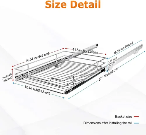 Vista 2 de G-TING Organizador de gabinete extraíble, estantes de despensa deslizantes de alta resistencia para el hogar, cocina, baño, 12.44 pulgadas de ancho