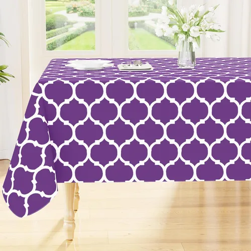 Vista 21 de Smiry - Mantel cuadrado de vinilo impermeable con respaldo de franela para mesas cuadradas, manteles de plástico lavables a prueba de derrames