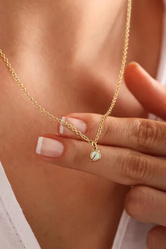 Vista 6 de 18K Gold Plated Moon and Saturn Pendant Necklace SetNatural Opal Necklace for Women