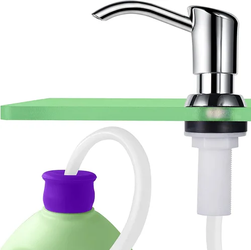 Vista 13 de GAGALIFE Dispensador de jabón empotrado en mostrador (níquel cepillado) para fregadero de cocina y kit de tubo de extensión, actualización