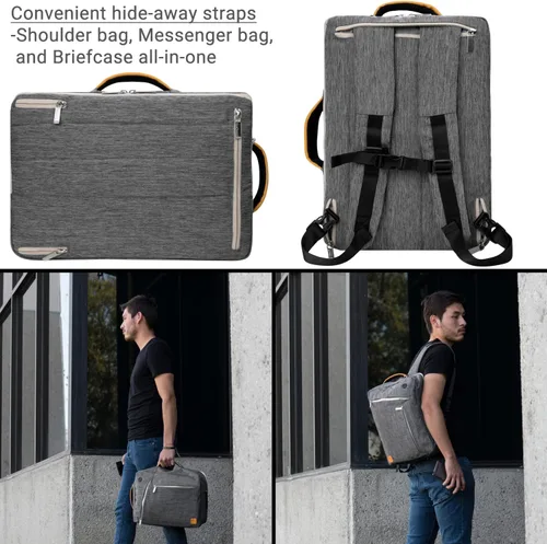 Vista 7 de Vangoddy Slate 3-en-1 Universal 10 12-inch Covertible Laptop Messenger Bag (Gris)