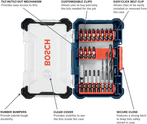Vista 3 de Bosch DDMS20 Juego de sistema de caja personalizada con accionamiento de taladro resistente al impacto de 20 piezas