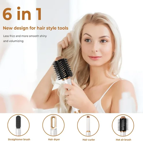 Vista 3 de Yitrust 1000W ALCI Safety Plug Secador de pelo Cepillo Set, 6 en 1 Volumizing Styling Herramientas, Blanco
