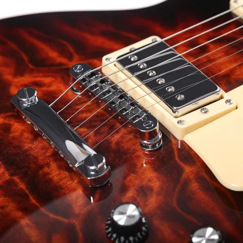 Vista 6 de Grote Guitarra eléctrica de cuerpo sólido LPYS-006 Maple Neck Ideal para todos los niveles con Gigbag (marrón antiguo)