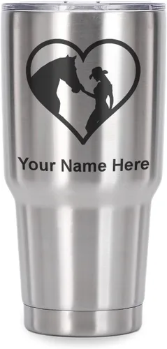 Vista 41 de LaserGram Vaso aislado al vacío de 20 onzas, corazón de vaquera de caballo, grabado personalizado incluido (negro)