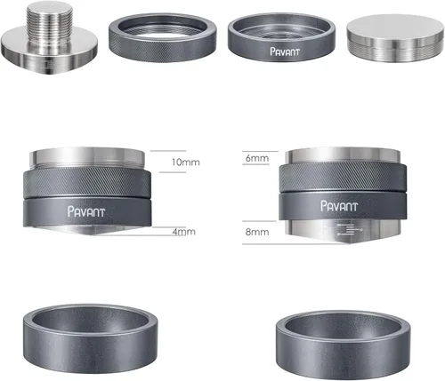 Vista 8 de Distribuidor e manipulador de cuña de espresso de 2.008 in, herramienta de distribución de café de doble cabezal Pavant con base en forma de V
