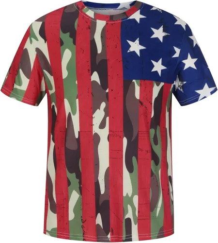 Vista 3 de jsaierl Camisetas de manga corta con bandera de Estados Unidos para hombre, camiseta de manga corta para gimnasio, camiseta de entrenamiento de moda