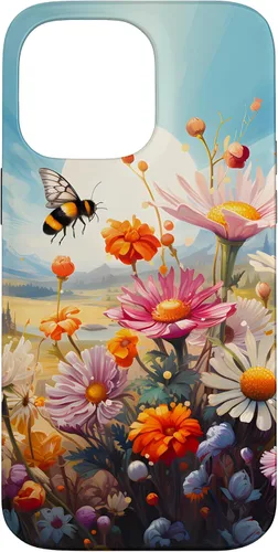 Vista 20 de Funda para iPhone 13 Pro Lively Bee en Sunny Meadow of Wildflowers