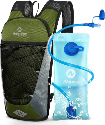 Vista 10 de Nepest Mochila de hidratación con bolsa de agua de 2 L para ciclismo, mochila de agua para senderismo, correr, mochila de hidratación ligera 2L