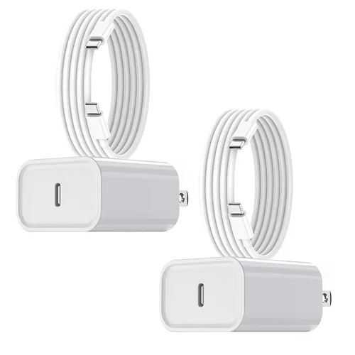 Vista 16 de Cargador rápido para iPhone, [certificado MFi] 2 paquetes de 20 W de doble puerto PD/QC3.0 USB C cargador de pared con cable USB C a Lightning de 6