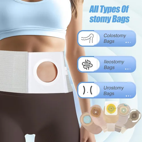 Vista 6 de Cinturón ajustable para hernia de ostomía – Cinturón de soporte de estoma transpirable para colostomía e ileostomía – Cuidado posoperatorio, apto