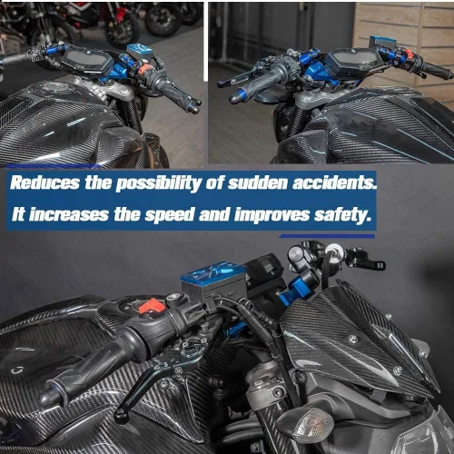 Vista 4 de Empuñaduras de motocicleta para MT FZ 07 MT07 FZ07 2014-2017 Adaptador de clip de tubo de horquilla y placa separada Juego de manillar reemplazable