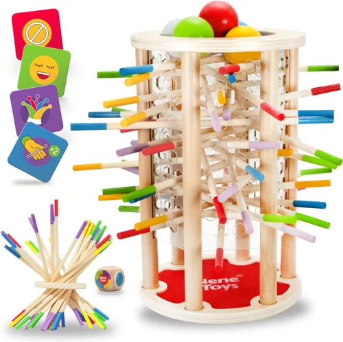 Vista 10 de Nene Toys BALLFALL - Juego de mesa de madera Montessori para niños de 3 a 9 años - Juguete educativo para habilidades motoras finas y pensamiento