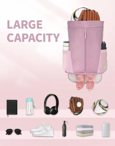 Vista 2 de sportsnew Mochila deportiva con cordón y compartimento para zapatos, bolsa de gimnasio para hombres y mujeres, bolsa de viaje resistente al agua